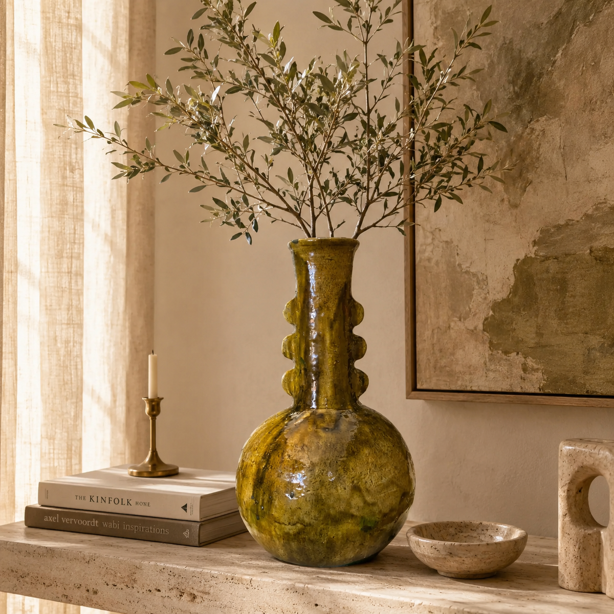 Tamegroute Ochre Glazed Vase