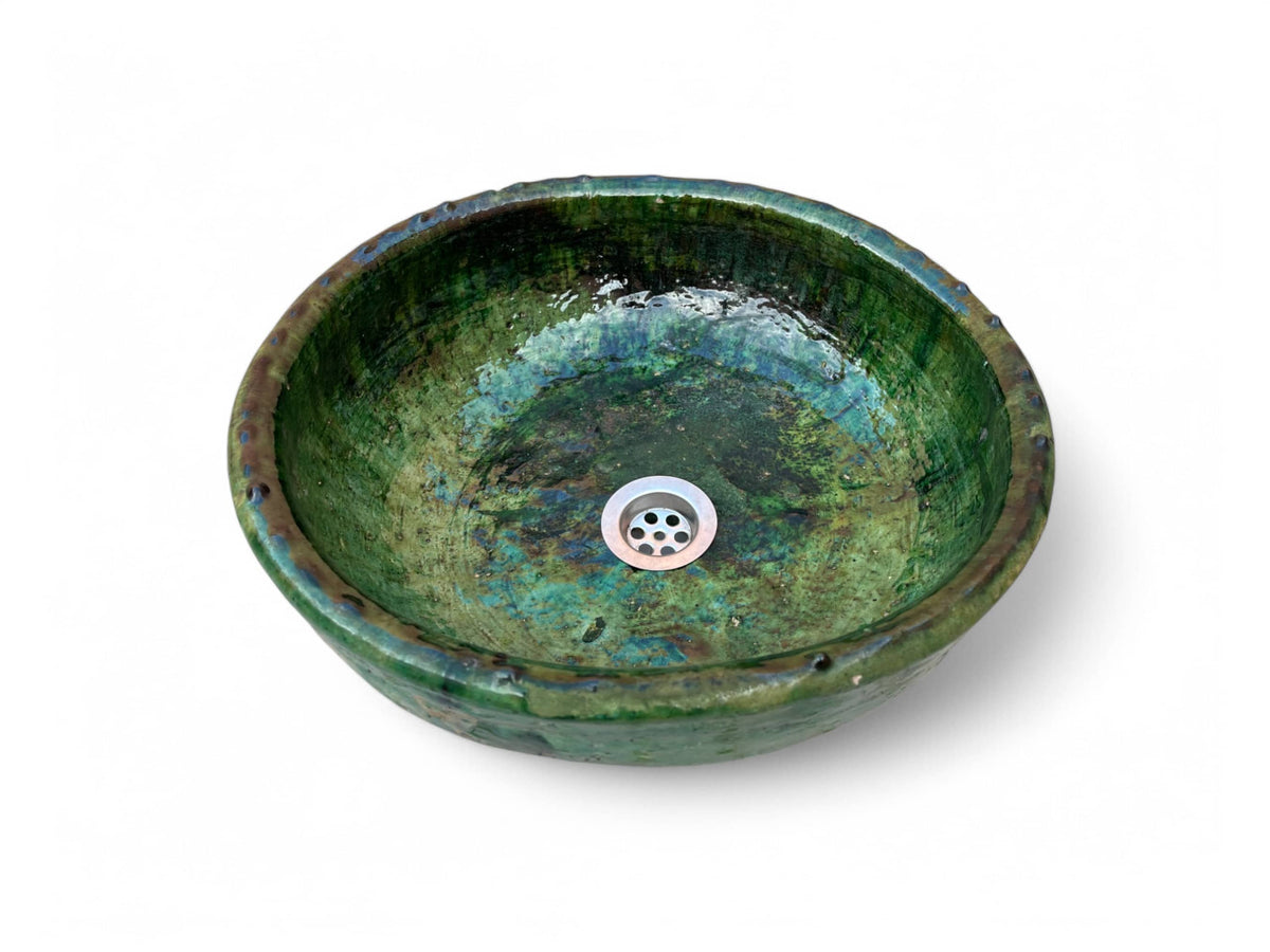 Pottery Green Glaze Sink