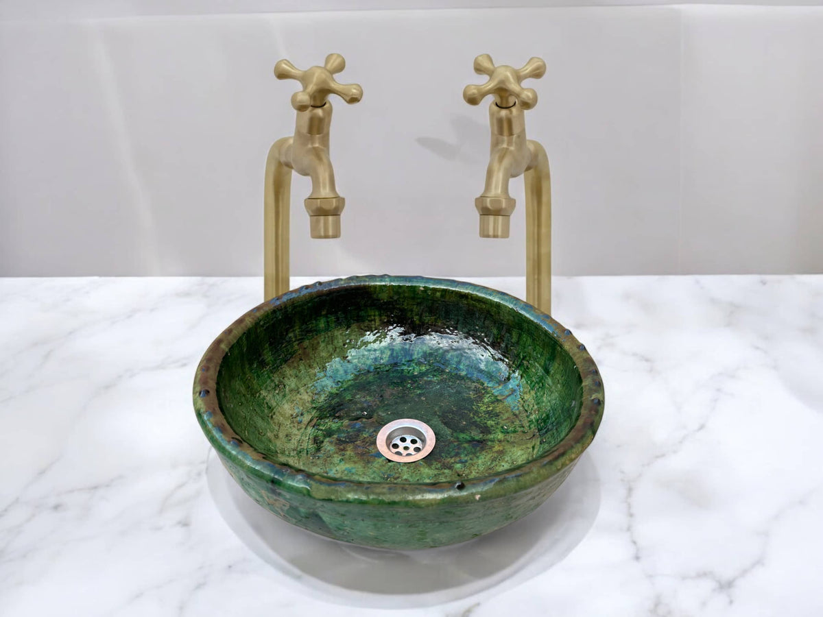 Pottery Green Glaze Sink