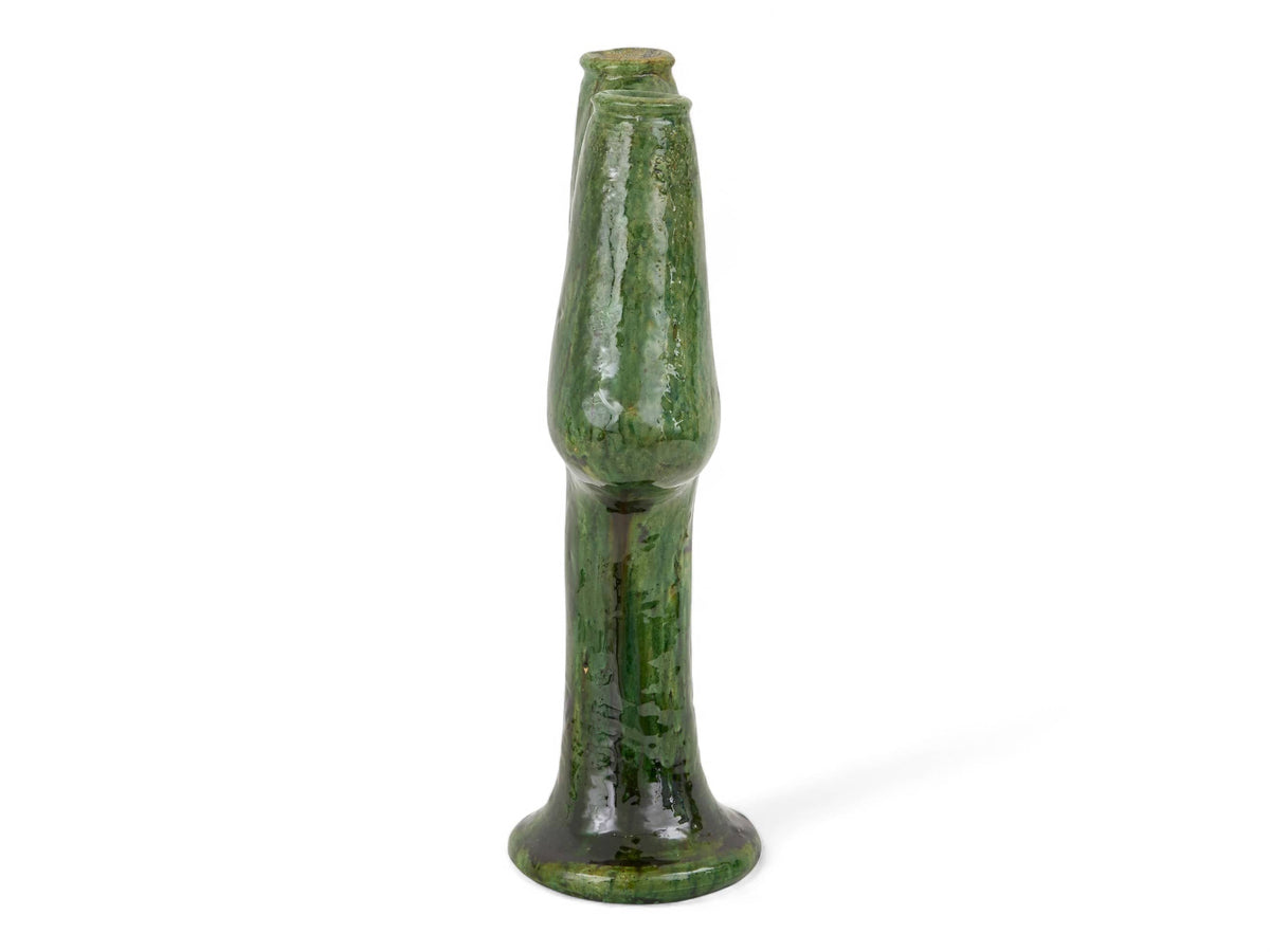 Artisan Handmade Moroccan Tamegroute Green Glazed Vase