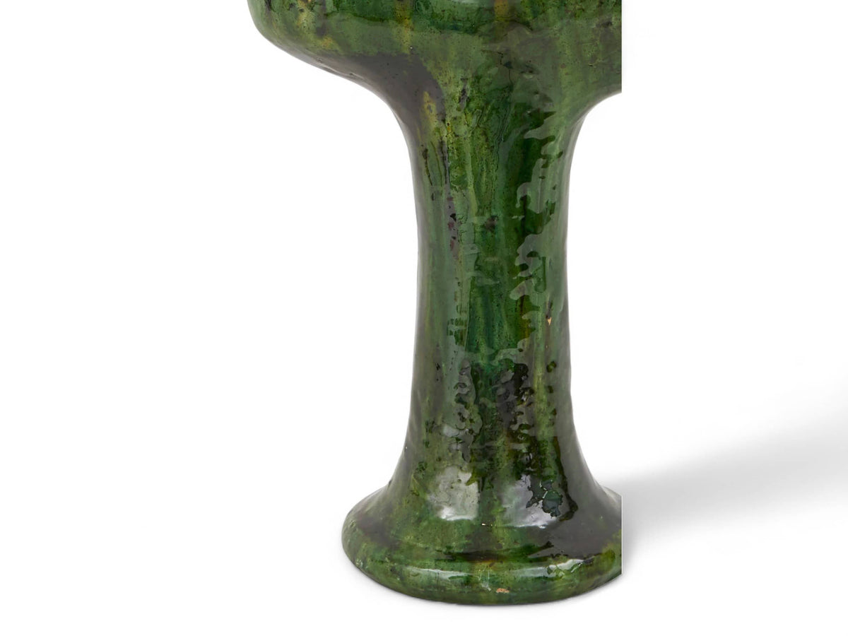 Artisan Handmade Moroccan Tamegroute Green Glazed Vase