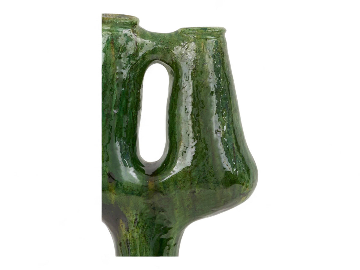Artisan Handmade Moroccan Tamegroute Green Glazed Vase