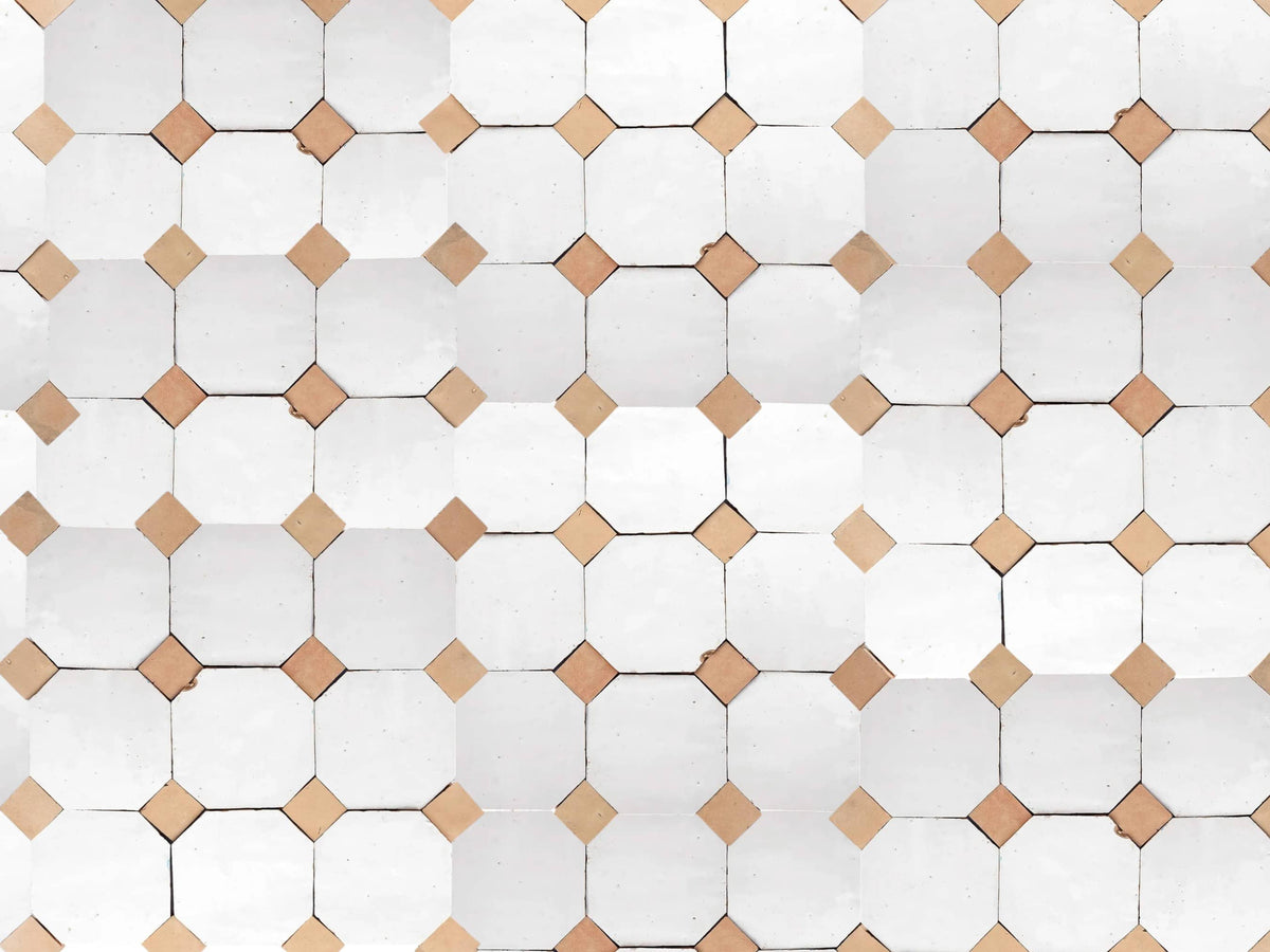 Handcrafted White & Natural Moroccan Zellige Tiles