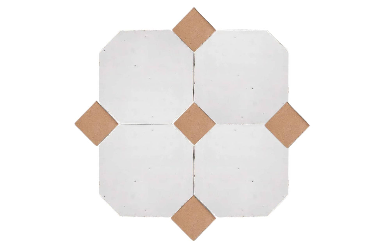 Handcrafted White & Natural Moroccan Zellige Tiles