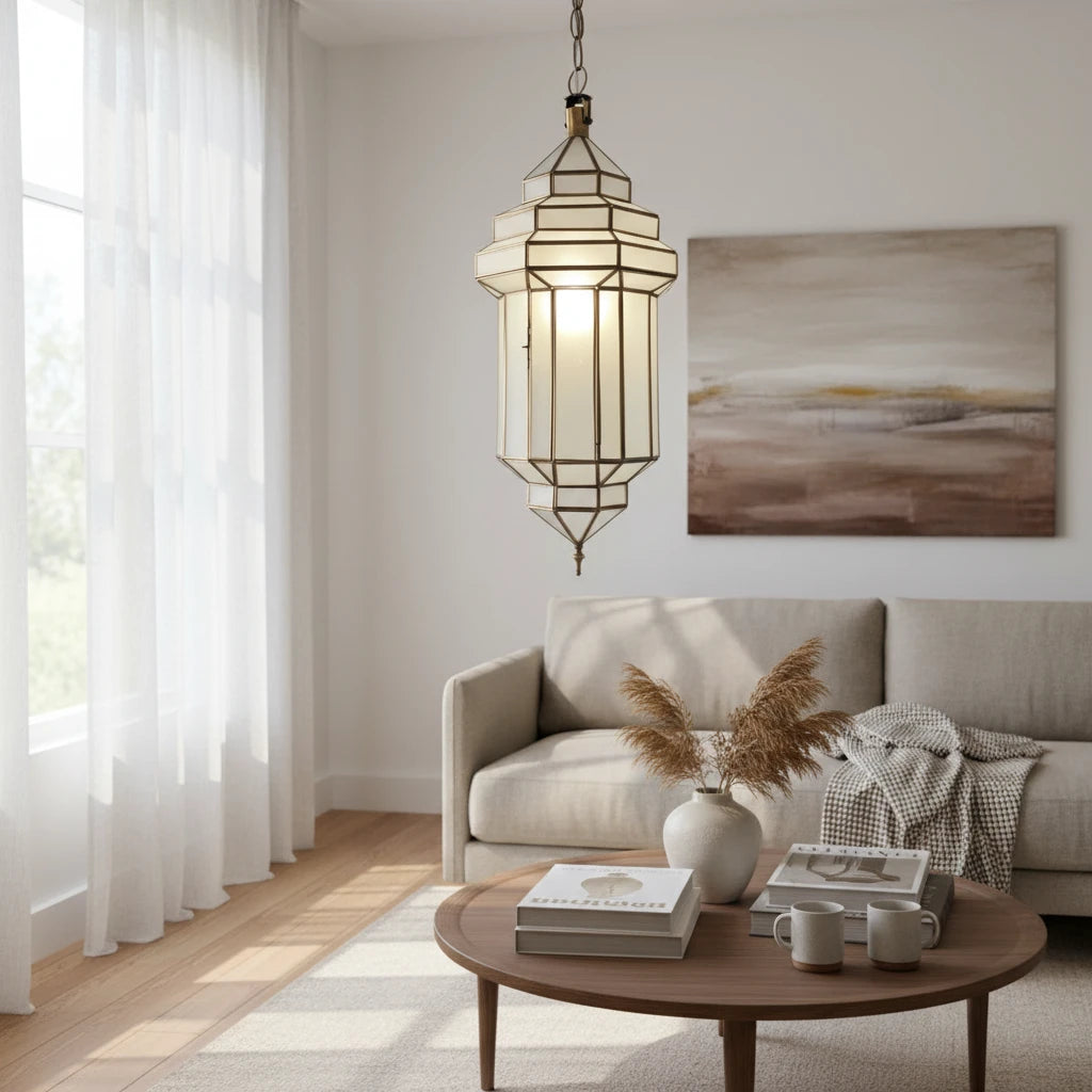 moroccan brass glass pendant lamp modern hanging light