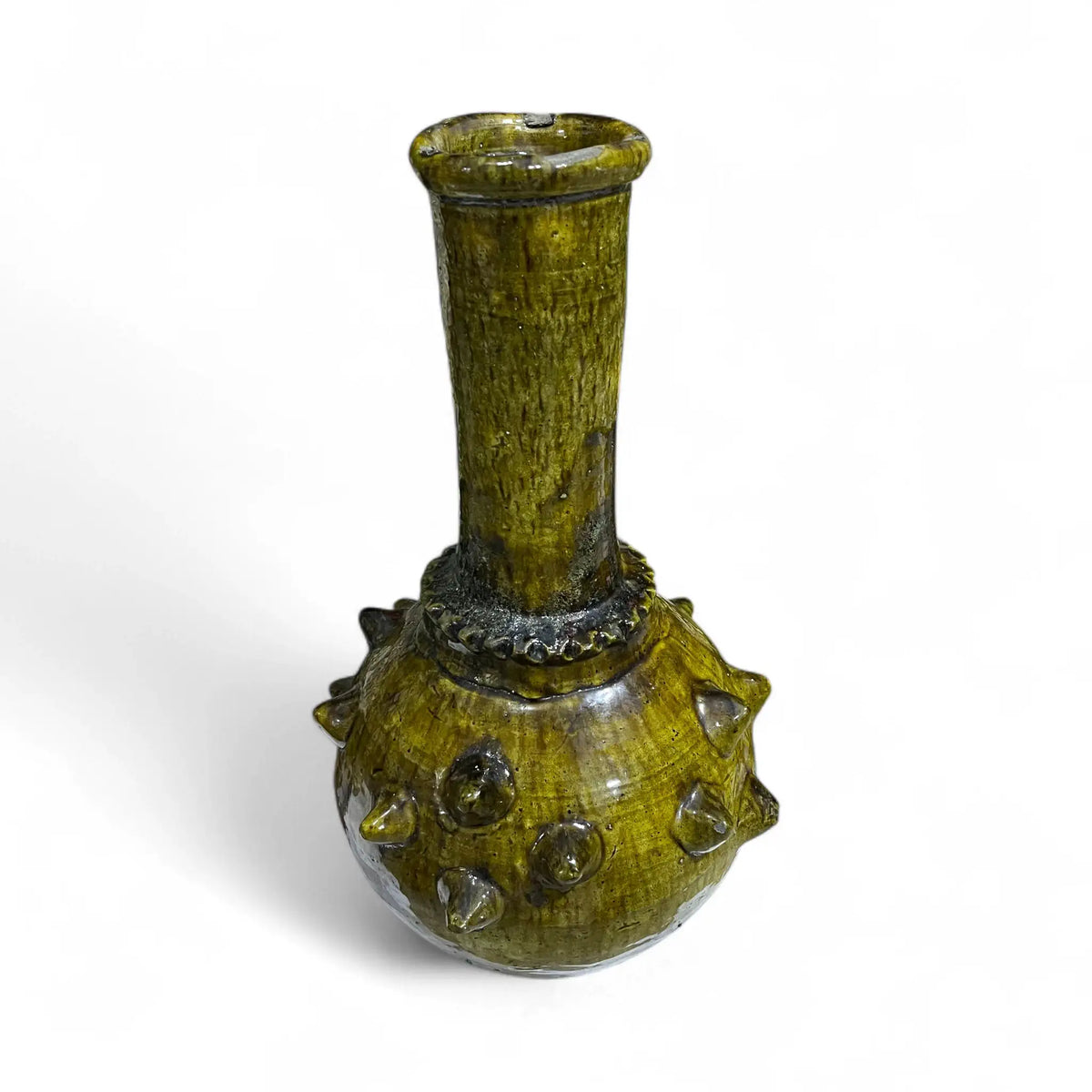 Handmade Tamegroute Yellow Vase – 42 cm Moroccan Pottery
