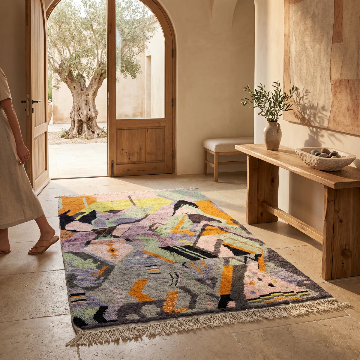 Handwoven Moroccan Bjaad Carpet – Atlas Reverie (249 × 153 cm)