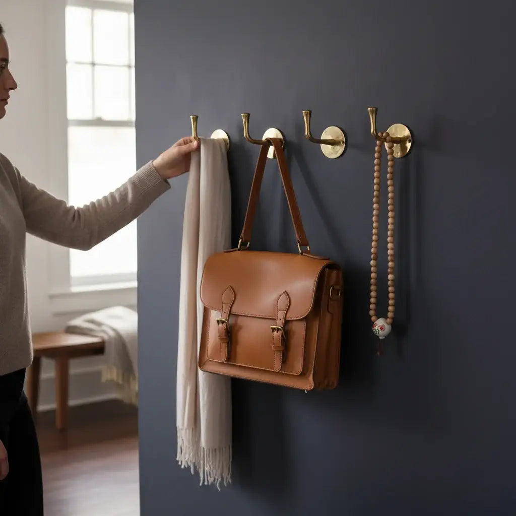 unlacquered solid brass robe hook wall mounted