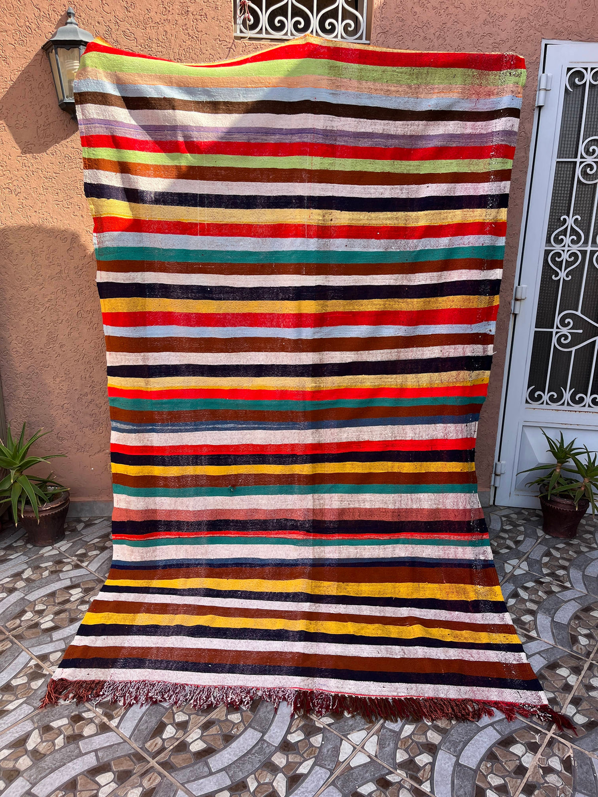 Moroccan Vintage Berber Striped Kilim Rug: Explore Enduring Beauty