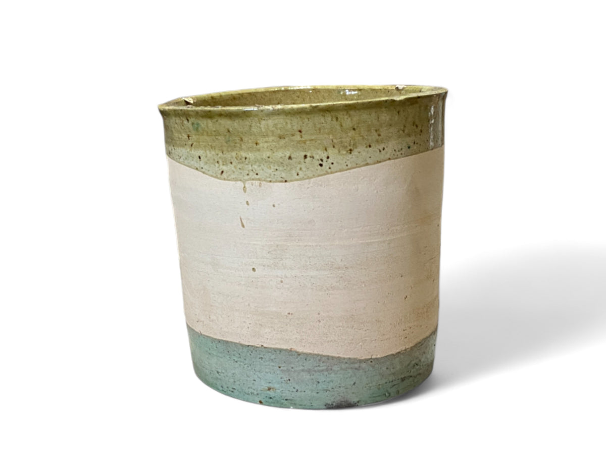 Handmade Moroccan Vintage Shaded Glaze Tamegroute Planter/Pot: Unique Ceramic Pottery for Plants