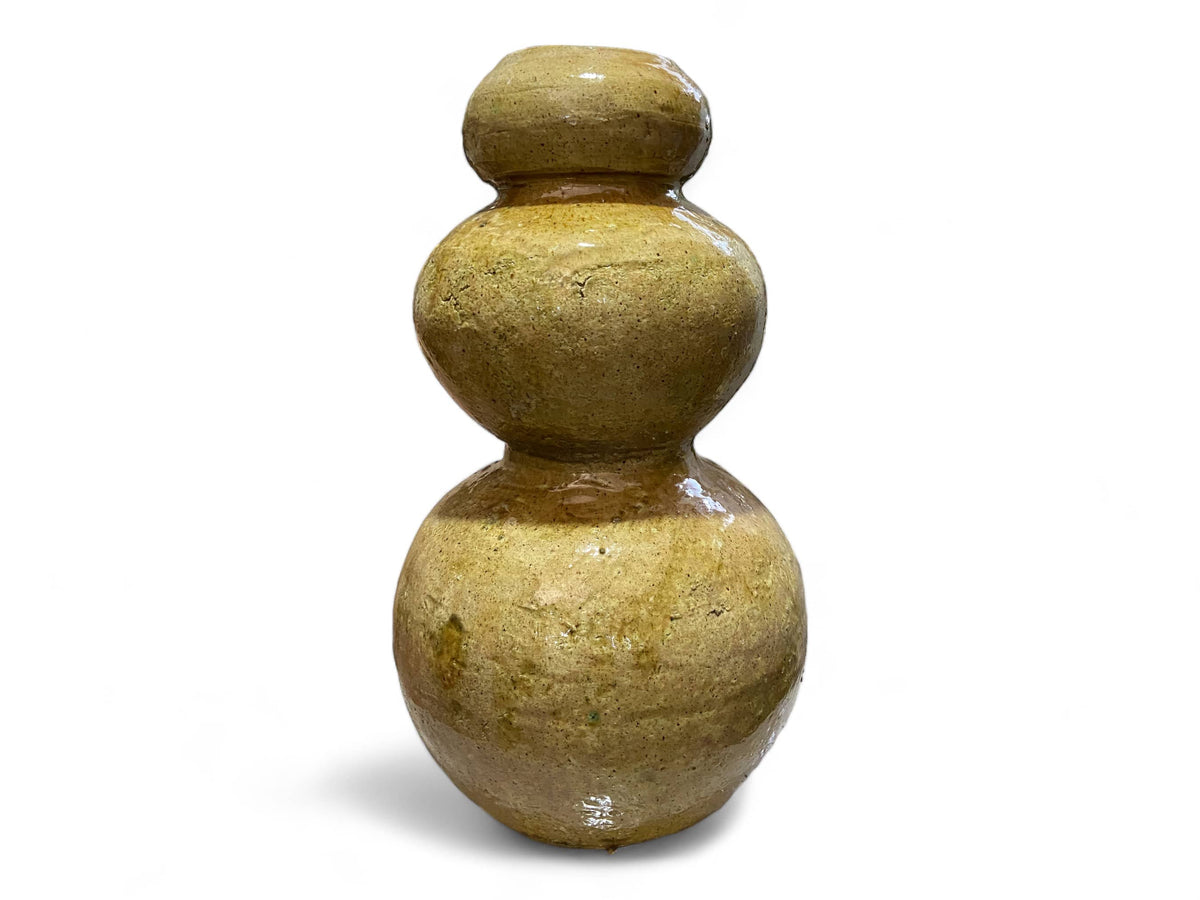 Artisan Handmade Moroccan Tamegroute Ochre Glazed Vase