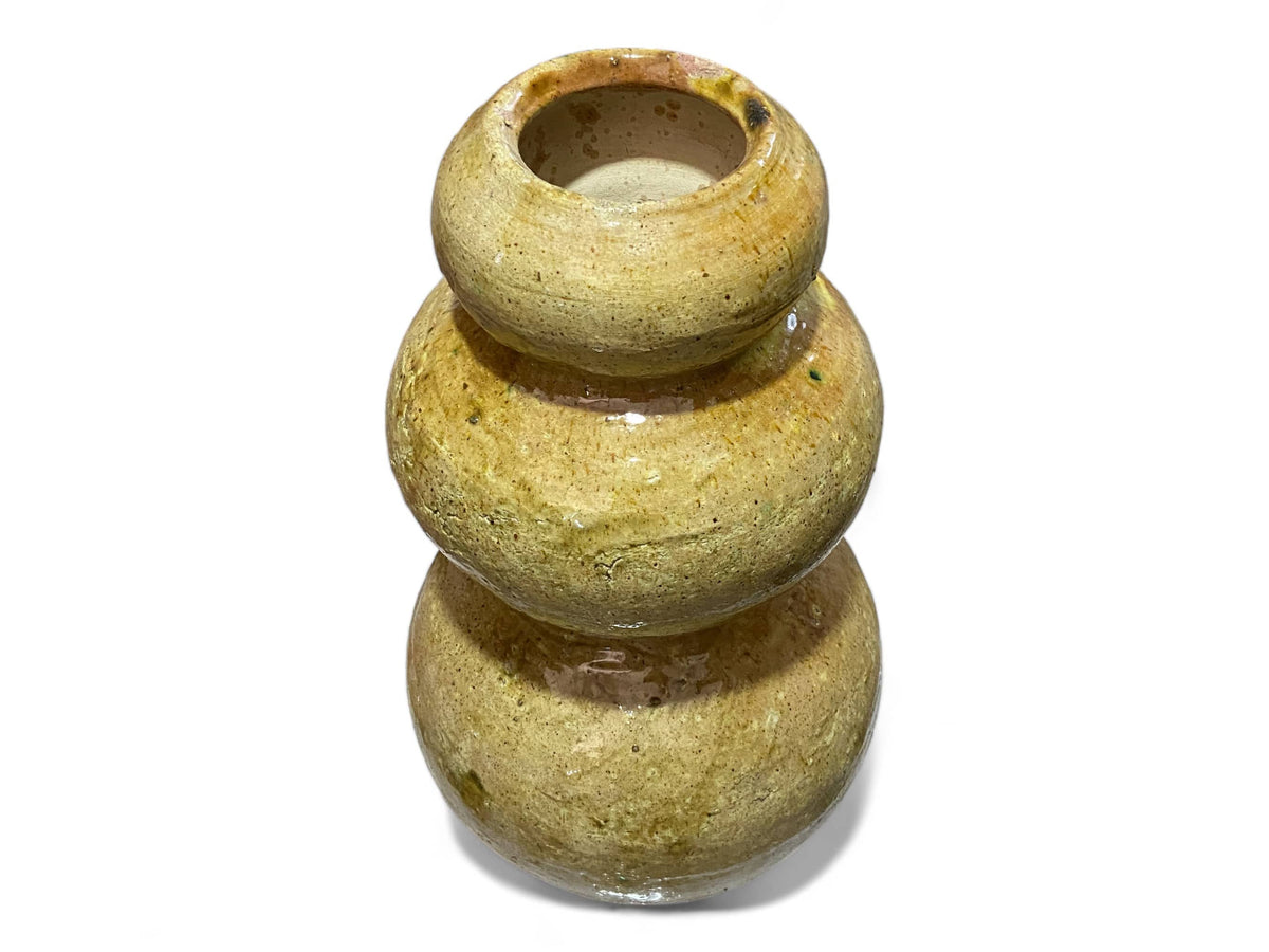 Artisan Handmade Moroccan Tamegroute Ochre Glazed Vase