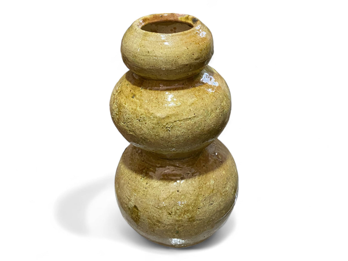 Artisan Handmade Moroccan Tamegroute Ochre Glazed Vase
