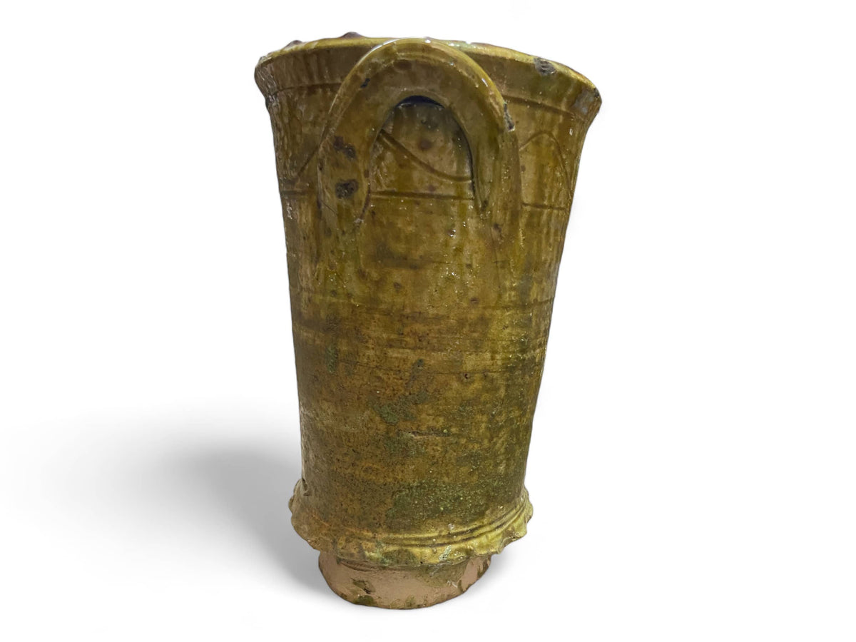 Artisan Handmade Moroccan Tamegroute Ochre Glazed Vase