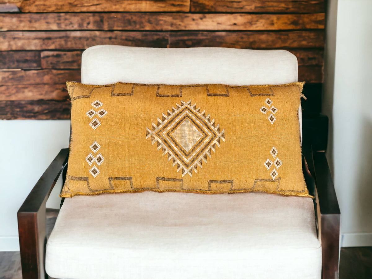 Moroccan Cactus Lumbar, Sabra Silk, Berber Cushion - Sofa Pillow, Bohemian Style Cushion Cover