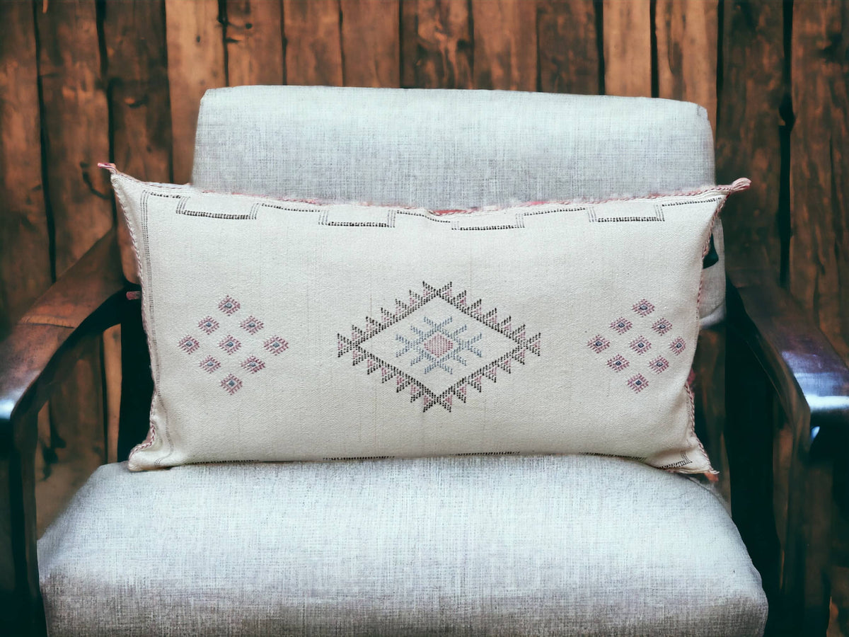 Moroccan Cactus Lumbar, Sabra Silk, Berber Cushion - Sofa Pillow, Bohemian Style Cushion Cover