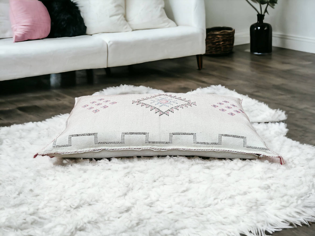 Moroccan Cactus Lumbar, Sabra Silk, Berber Cushion - Sofa Pillow, Bohemian Style Cushion Cover