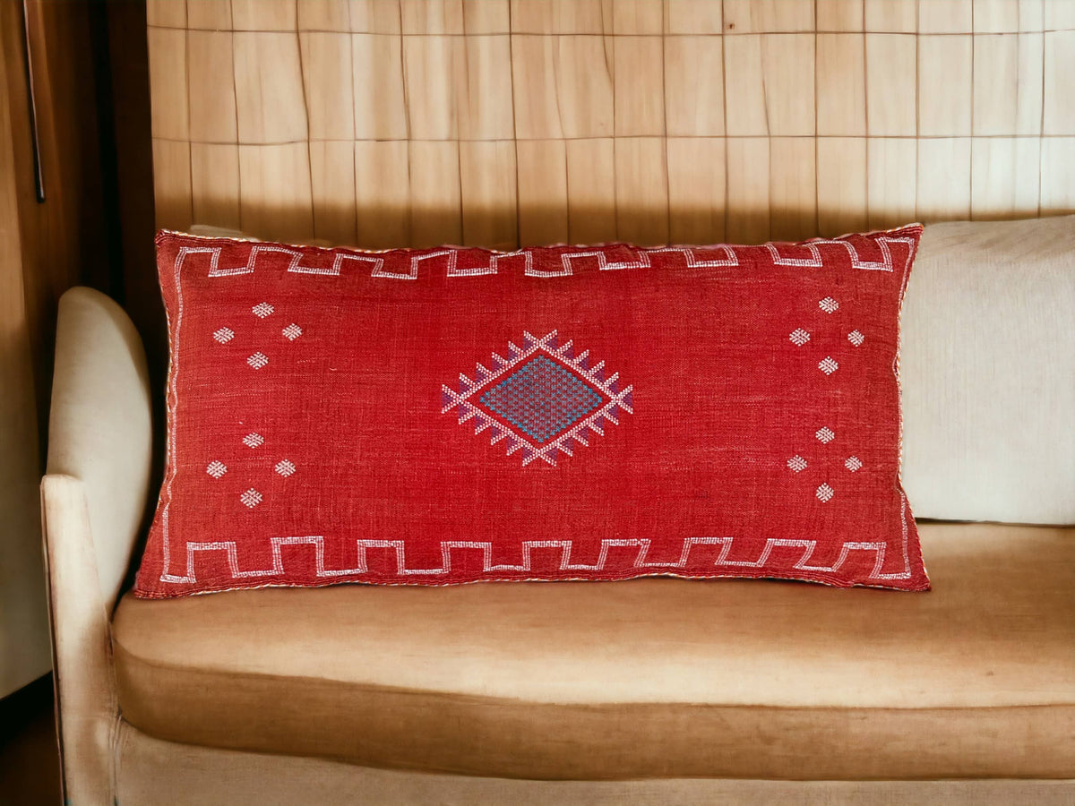 Moroccan Cactus Lumbar, Sabra Silk, Berber Cushion - Sofa Pillow, Bohemian Style Cushion Cover