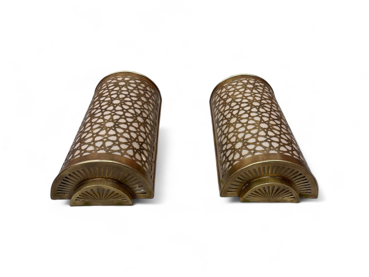 Set of 2 Moroccan Brass Wall Sconces
