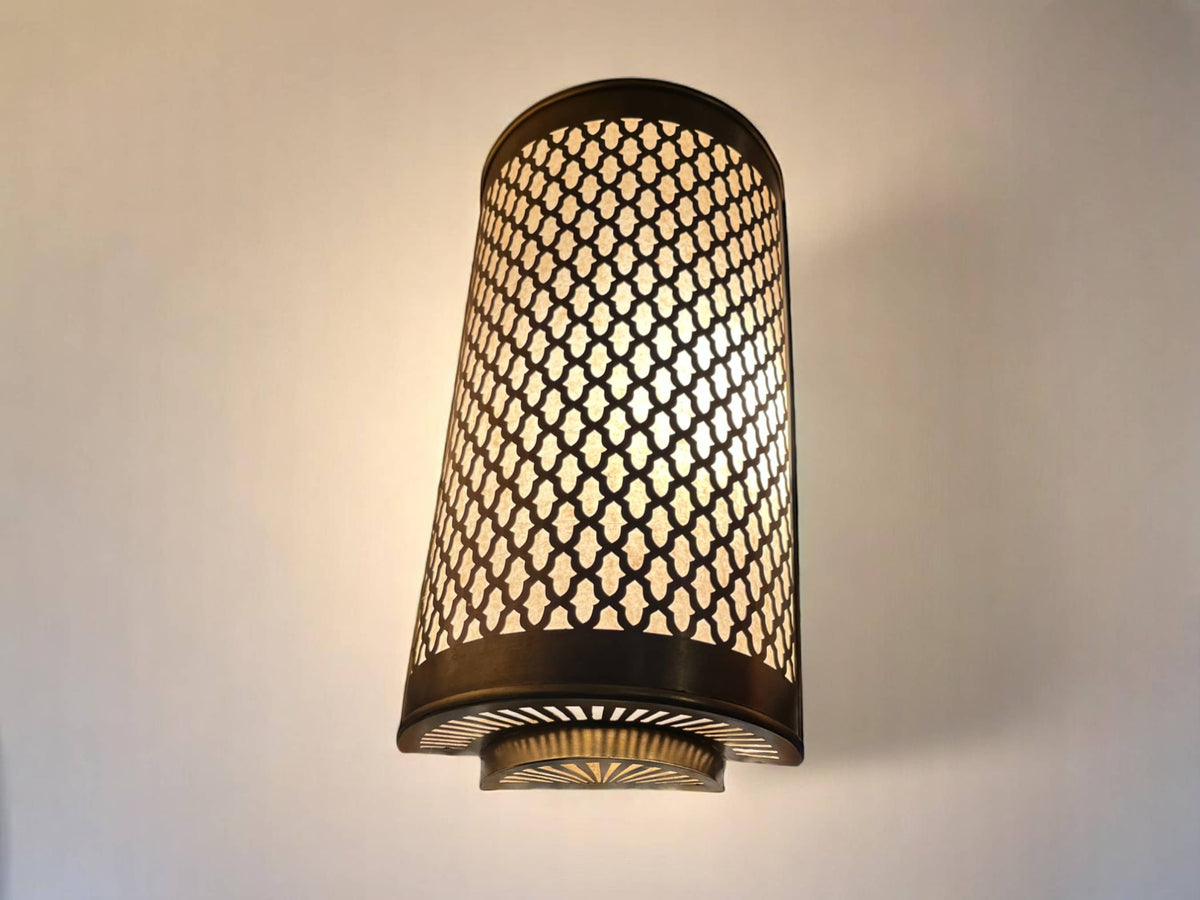 Set of 2 Moroccan Brass Wall Sconces