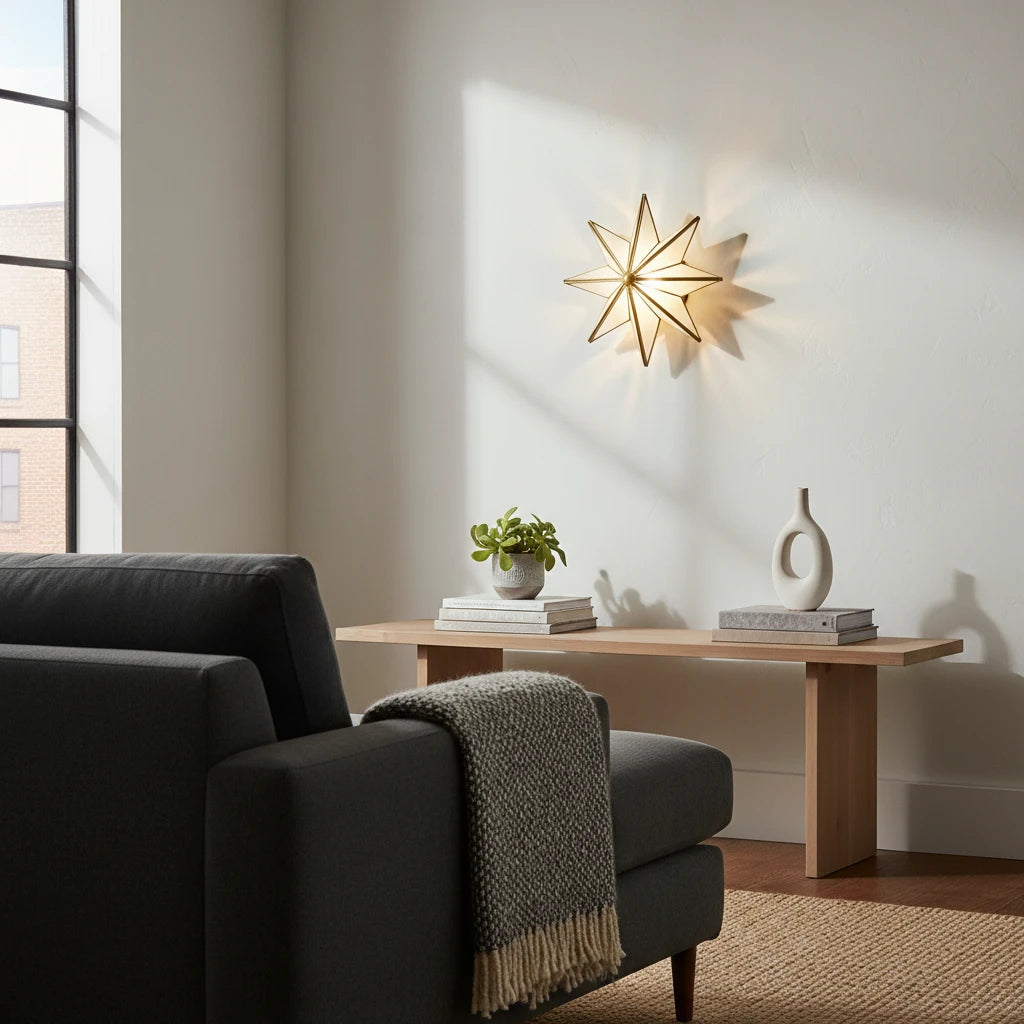 geometric wall sconce ambient lighting brass