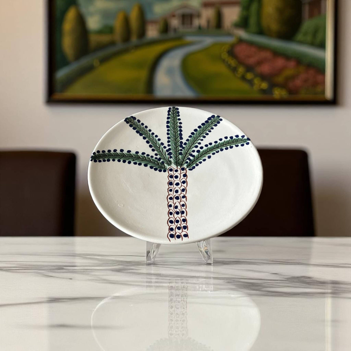 Handpainted Moroccan Plates with Palm Tree Design