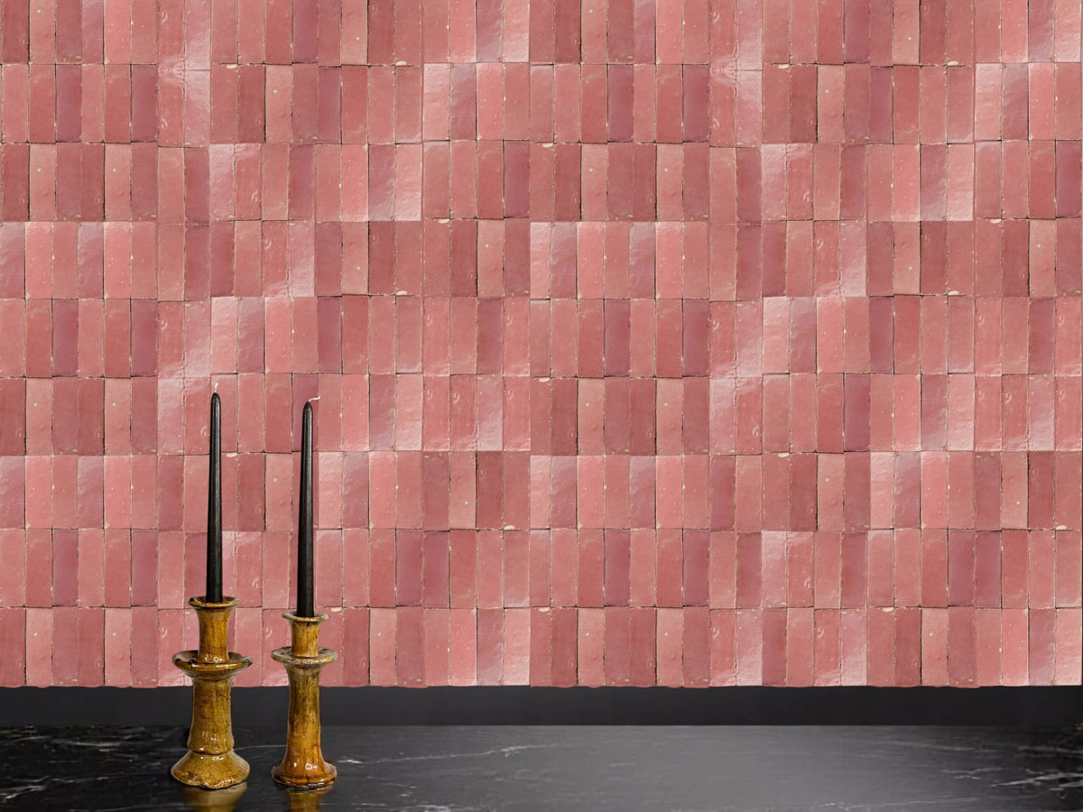 Blushing Mistress Bejmat Zellige Tile – 2"x6" Handmade Moroccan Tile