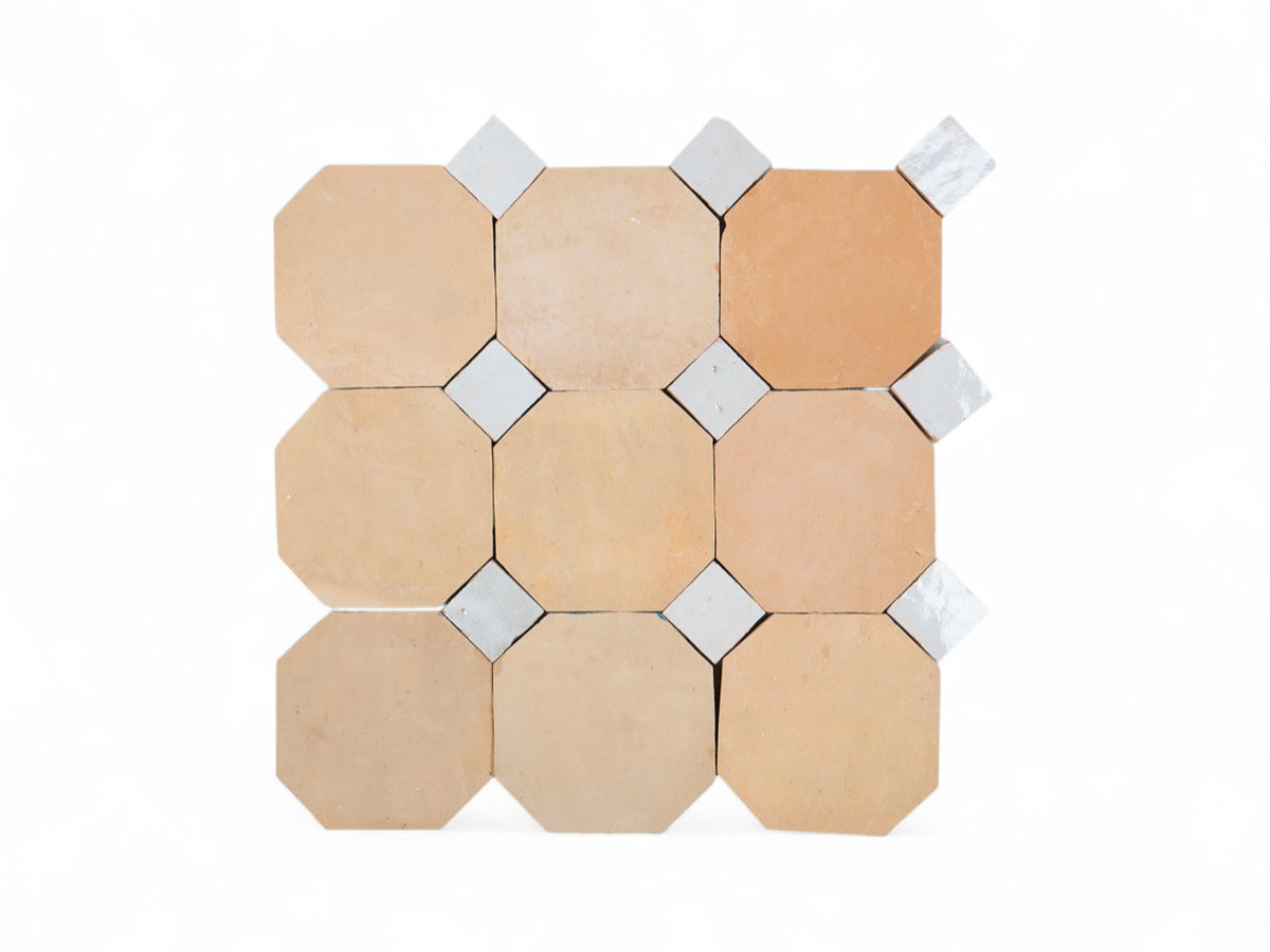 Handcrafted Natural & White Moroccan Zellige Tiles