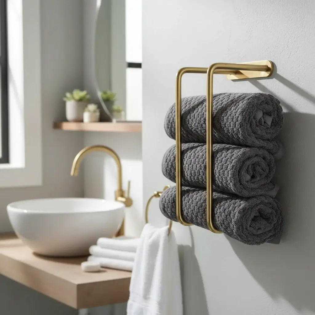 solid brass towel rack wall mounted bathroom organizer