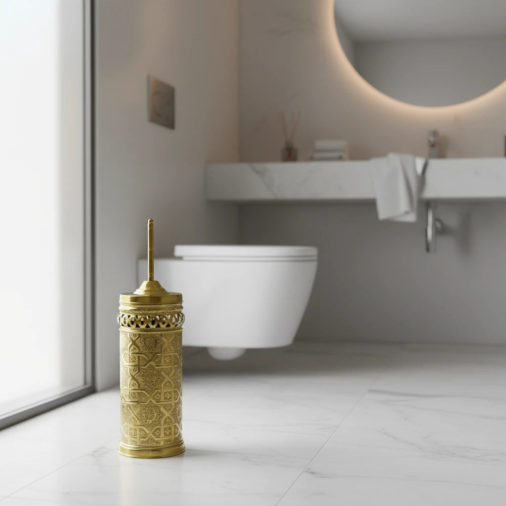 brass toilet brush holder handmade bathroom set
