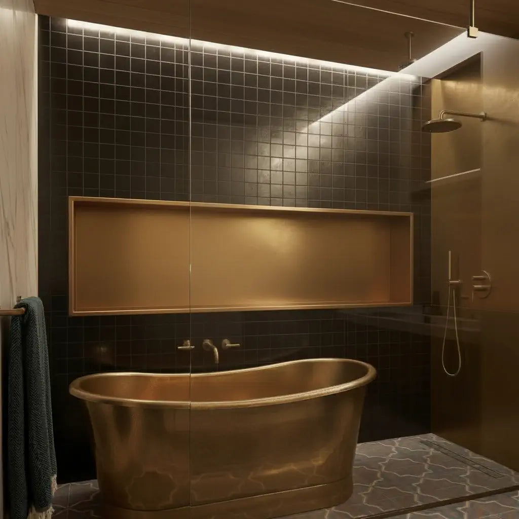 luxury brass shower niche recessed wall storage