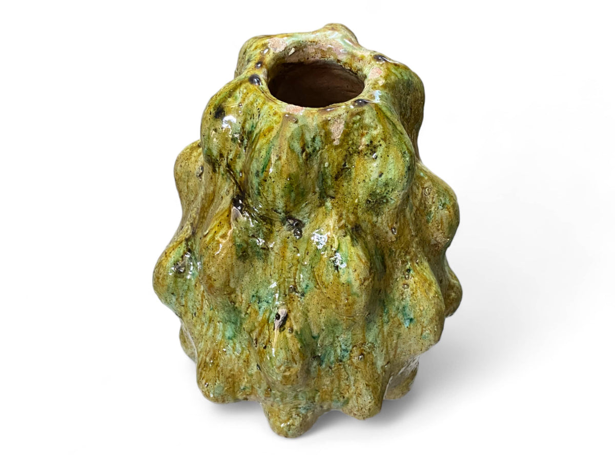 Artisan Handmade Moroccan Tamegroute Ochre Axel Salto Glazed Vase