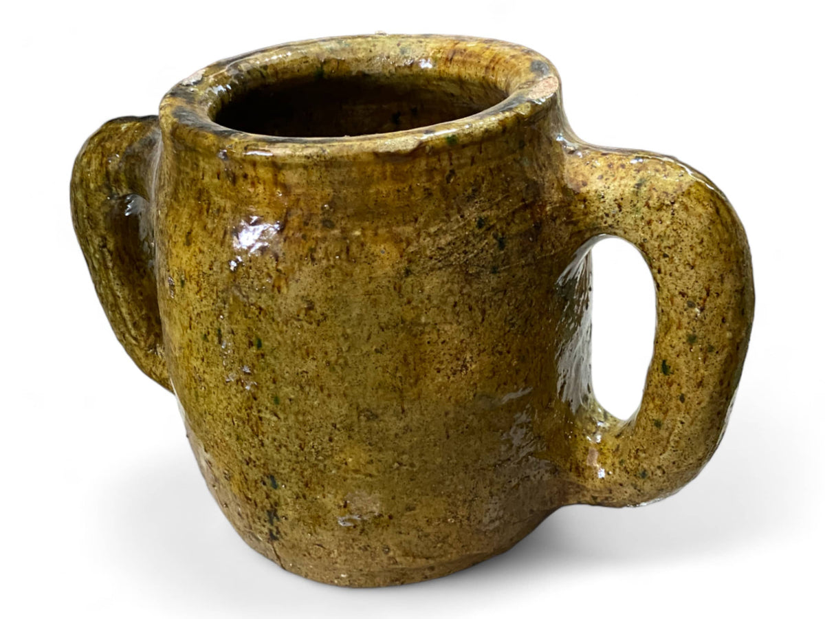 Handmade Moroccan Vintage Shaded Ochre Glaze Tamegroute Holder Planter/Pot: Unique Ceramic Pottery for Plants