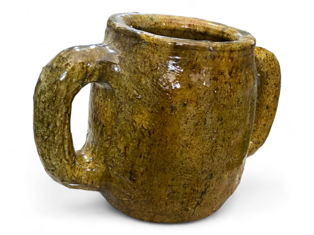 Handmade Moroccan Vintage Shaded Ochre Glaze Tamegroute Holder Planter/Pot: Unique Ceramic Pottery for Plants