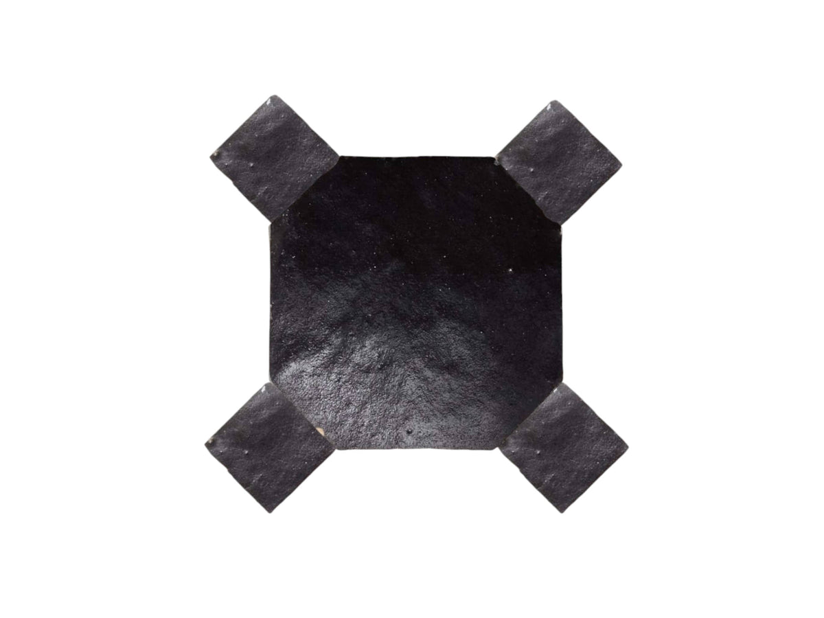 Handcrafted Black Moroccan Zellige Tiles – Octagon & Bouchon Patterns