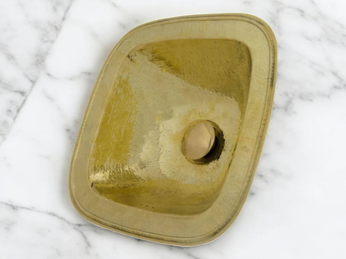Hammered Brass Sink – Square Drop-in Antique Brass Bathroom Sink