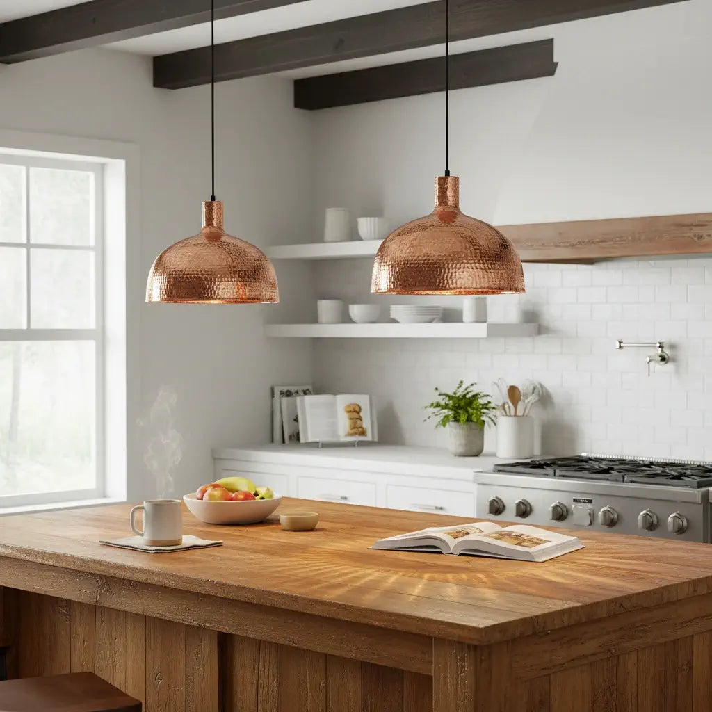 handmade hammered copper pendant light unlacquered ceiling light