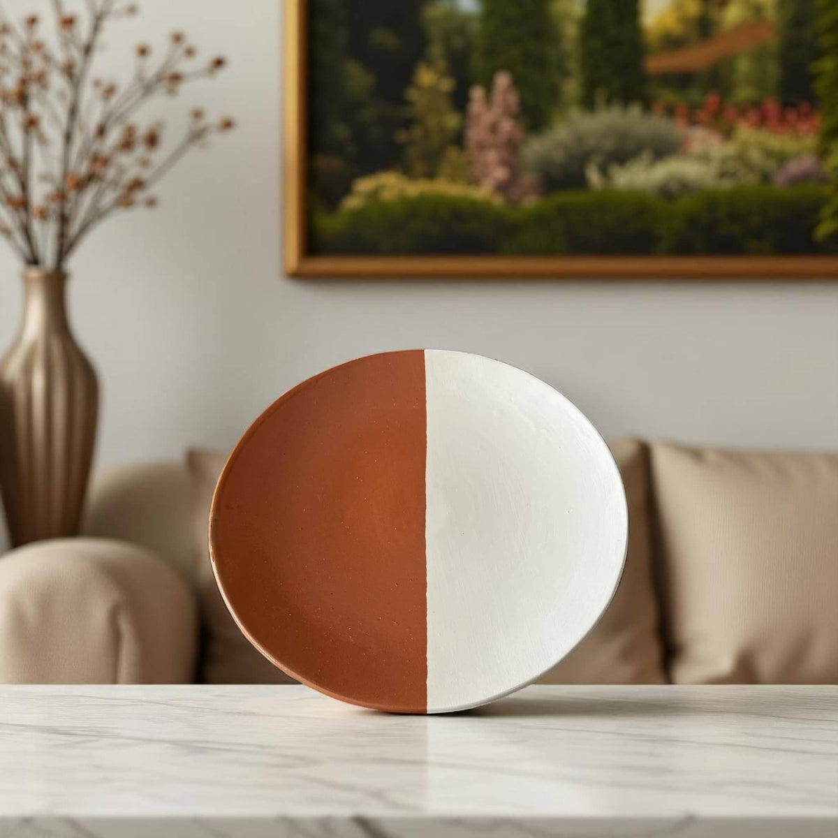 Handmade Two-Toned Terracotta & White Moroccan Plates (Available in 3 Sizes)