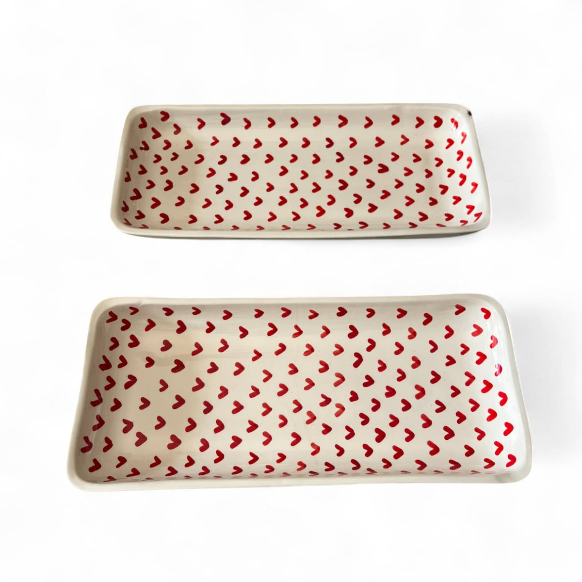 Handpainted Red Heart Pattern Serving Dish (31 x 14 x 3.5 cm)