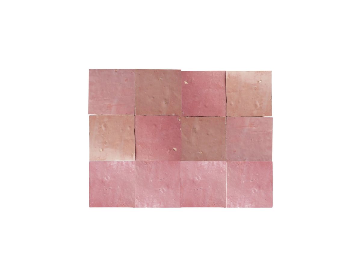 Handmade Dusty Blush – Deep Pink Moroccan Zellige Tile