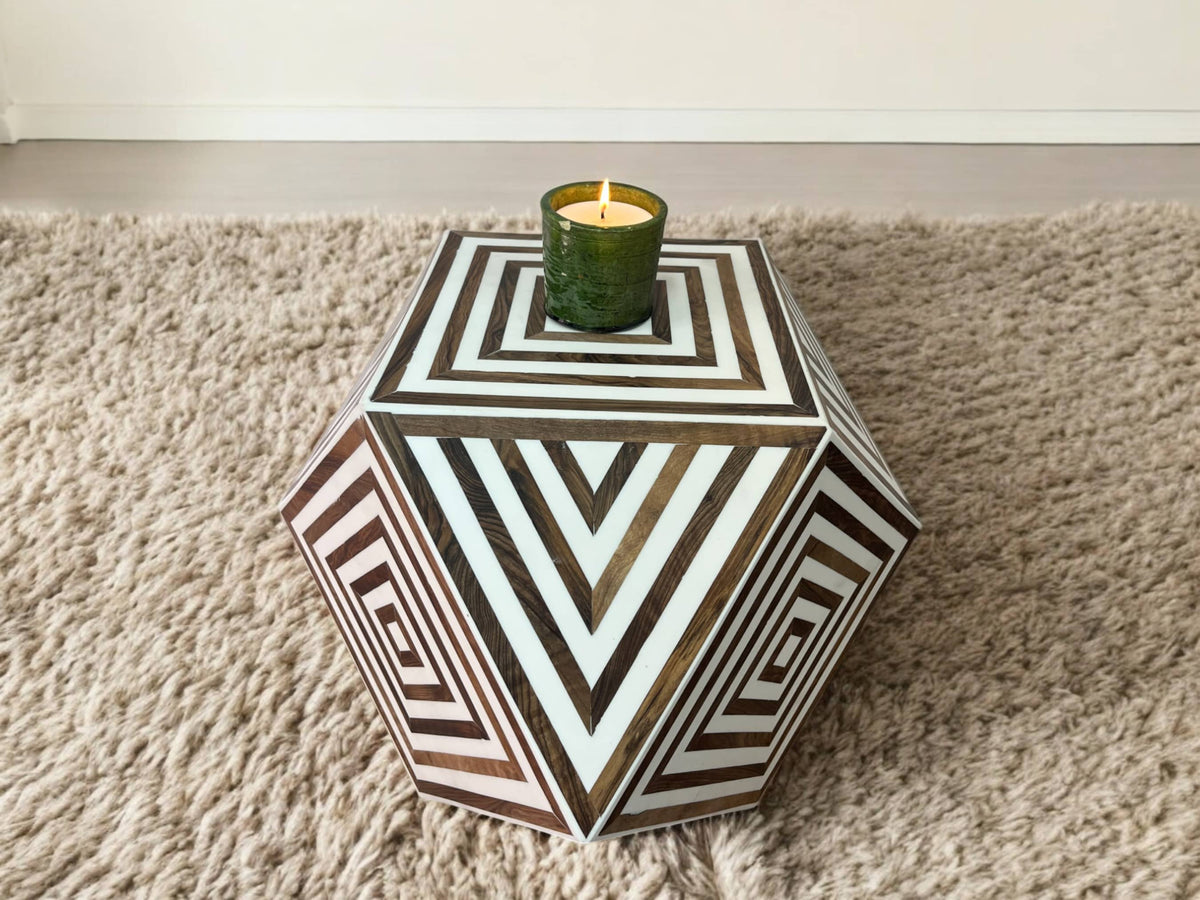Resin and Walnut Side Table