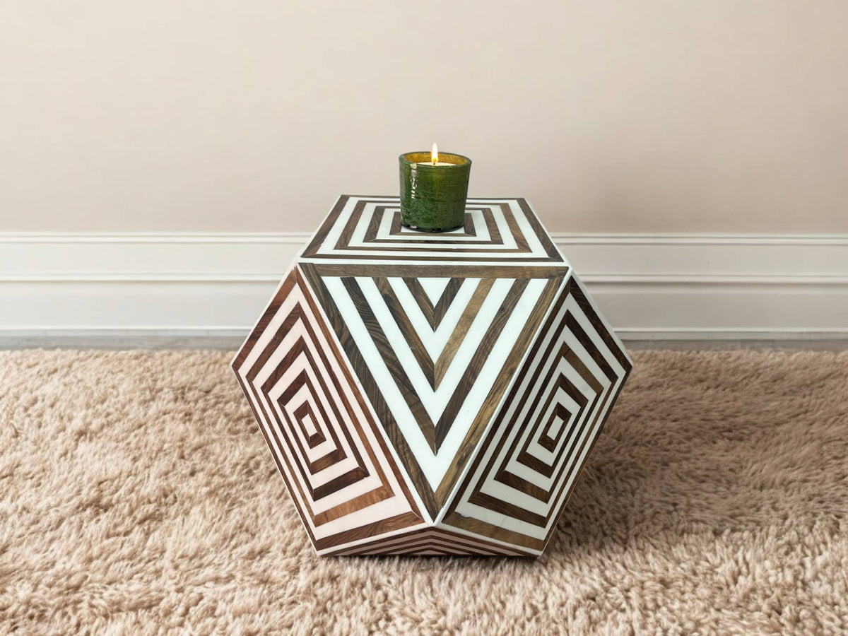 Resin and Walnut Side Table