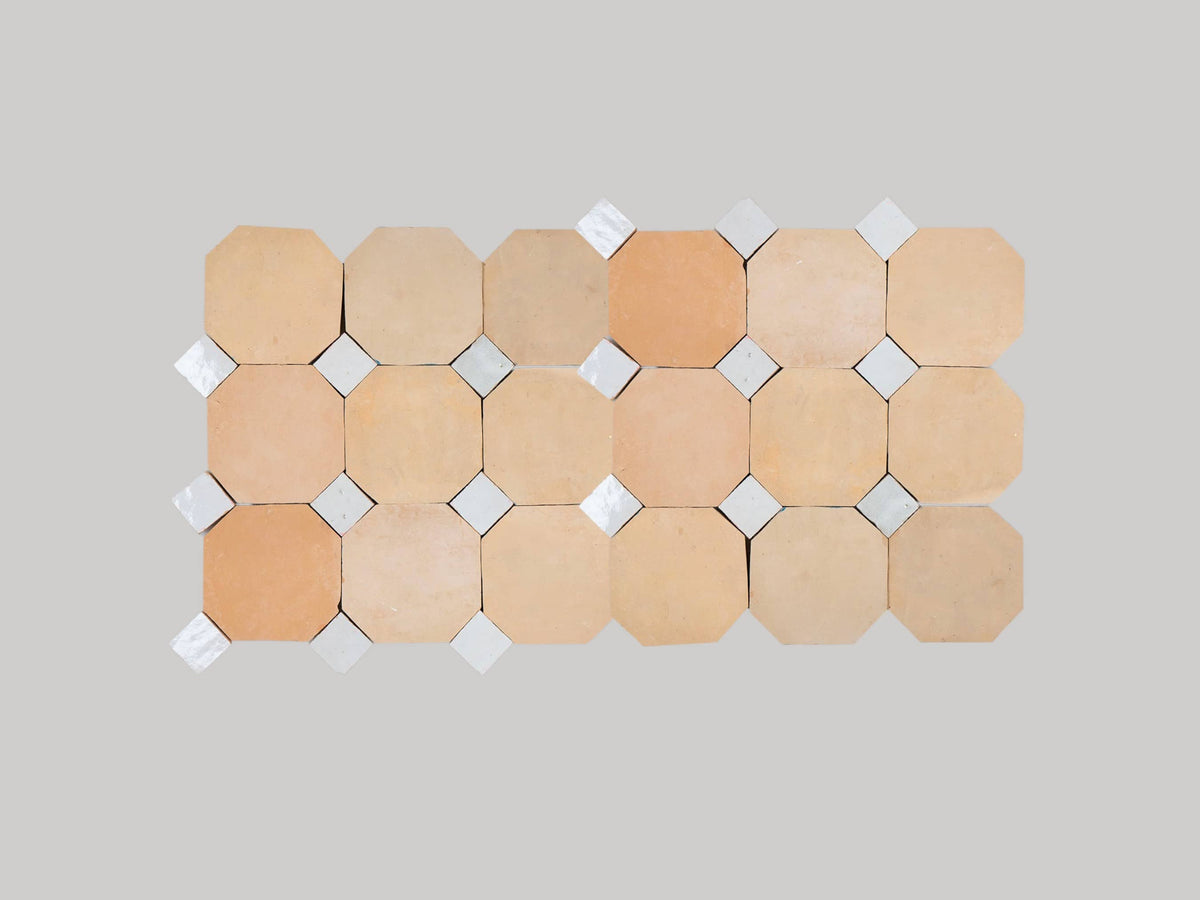 Handcrafted Natural & White Moroccan Zellige Tiles