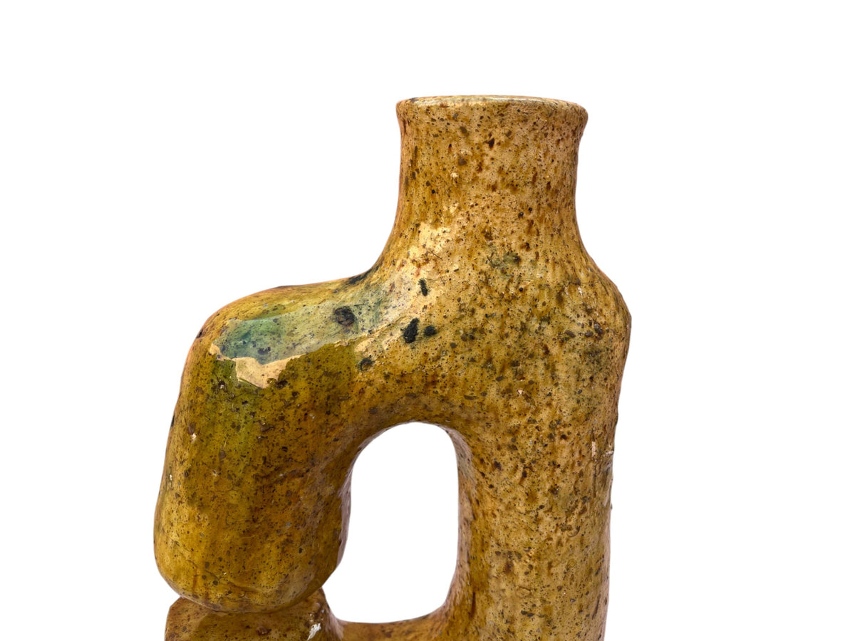 Artisan Handmade Moroccan Tamegroute Ochre Glazed Vase