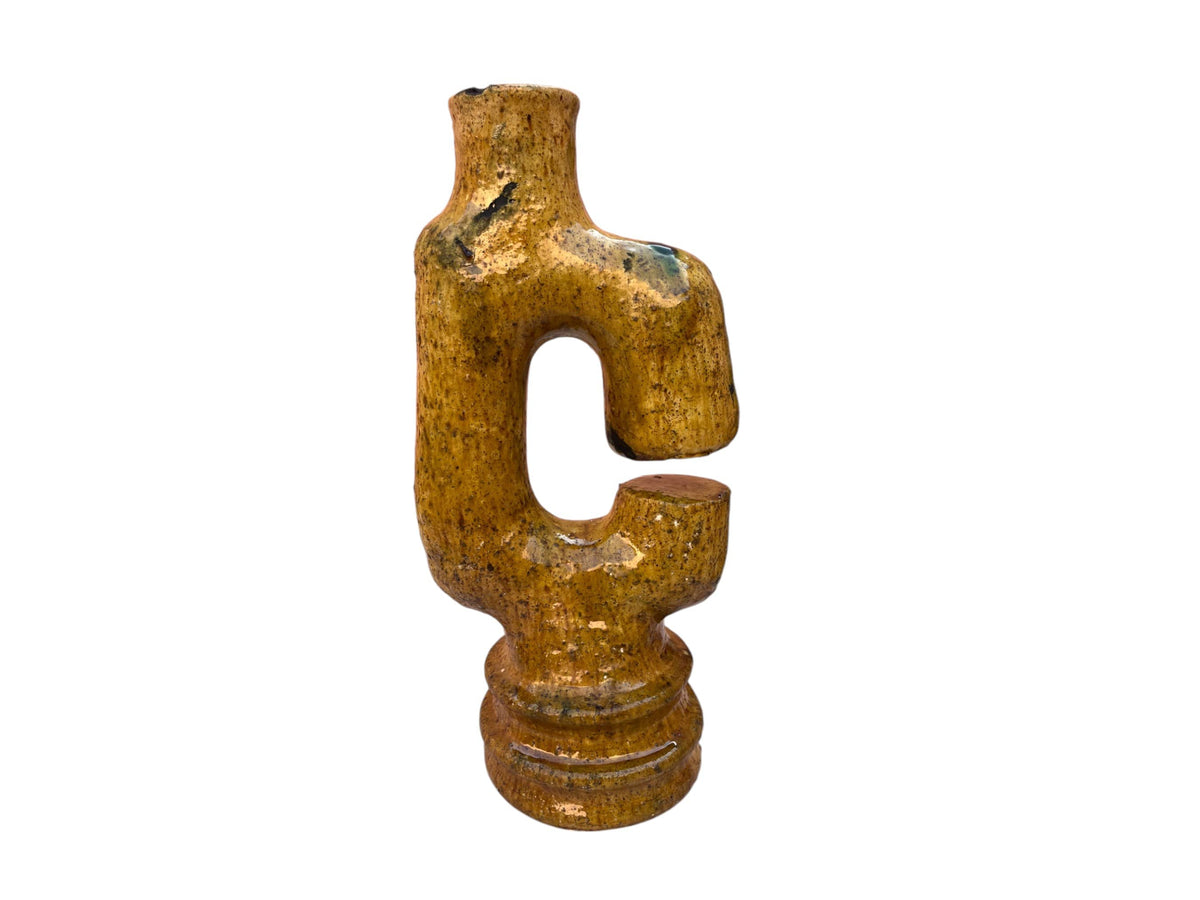Artisan Handmade Moroccan Tamegroute Ochre Glazed Vase