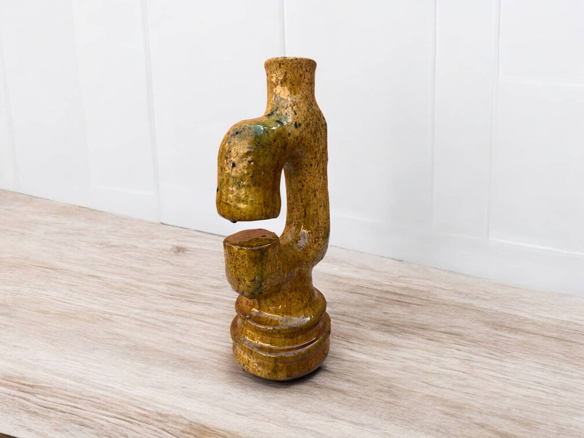 Artisan Handmade Moroccan Tamegroute Ochre Glazed Vase