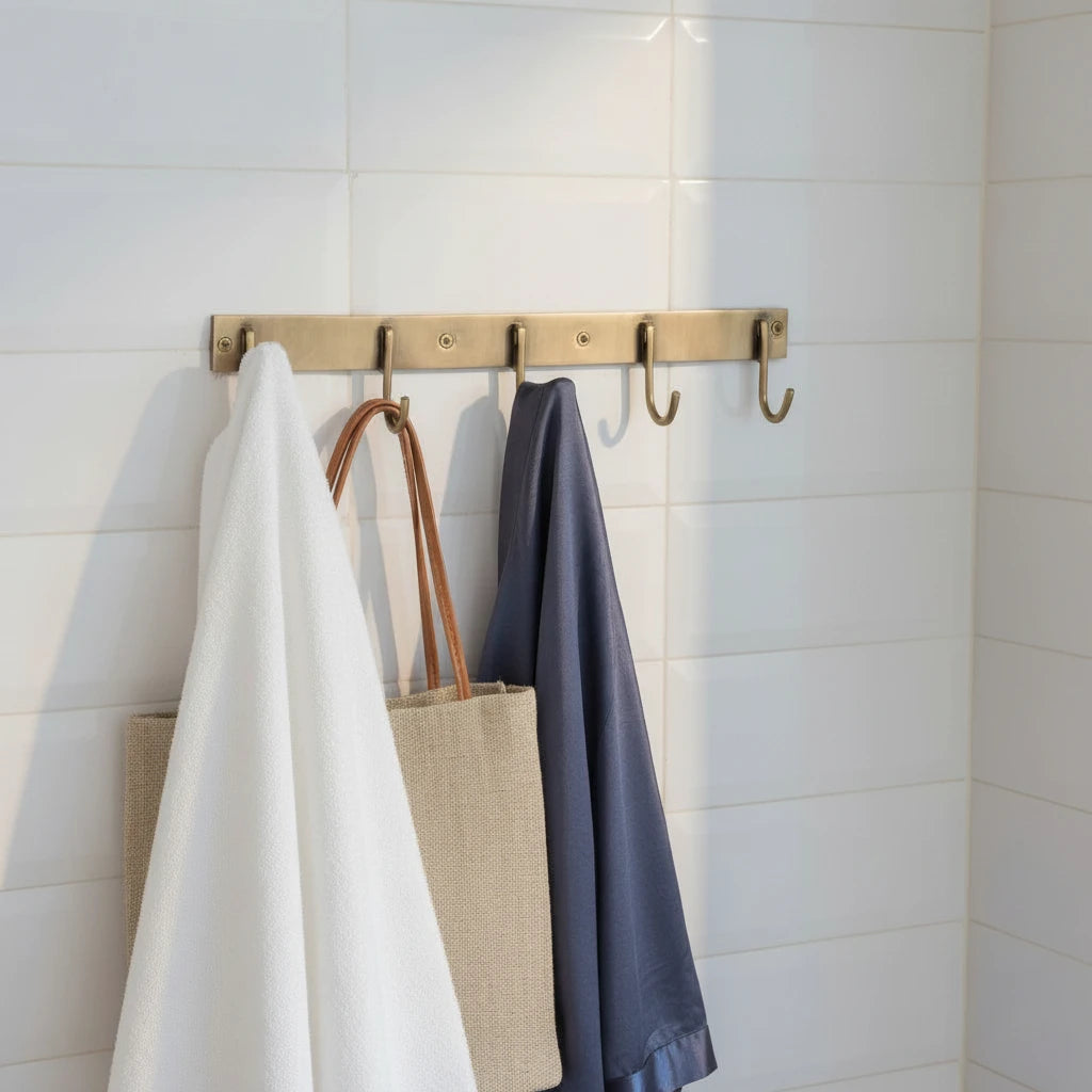 rustic brass wall hook rack multiple hooks