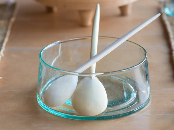 Round Hand Blown Glass Salad Bowl