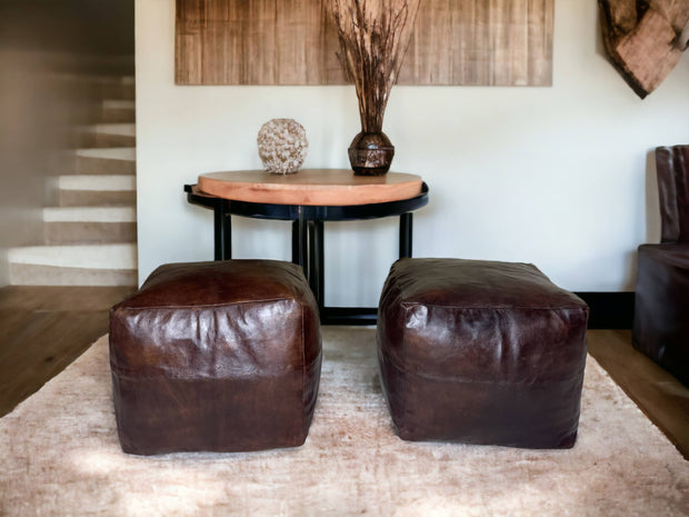 Moroccan Brown Square Pouf: A Timeless Treasure of Berber Craftsmanship - handmade by Moroccantastics - authentic Moroccan pouf, Berber craftsmanship, brown leather pouf, genuine Moroccan leather pouf, hand-stitched pouf, handcrafted pouf, leather work, Moroccan décor, Moroccan furniture, Moroccan pouf, square pouf
