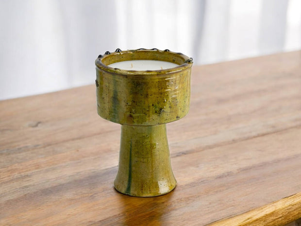 Handmade Tamegroute Pottery Candle Cup – Moroccan Artisan Scented Candle